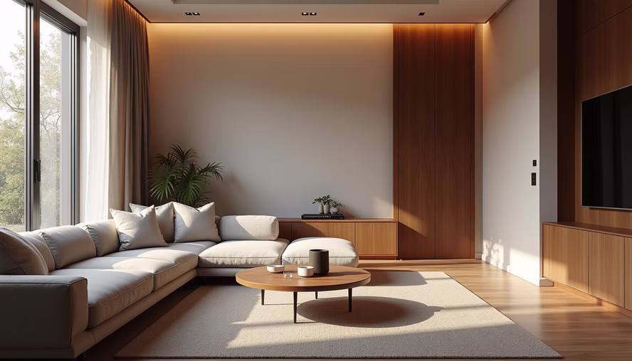 Modern living room designed by Viona Interiors in Pune