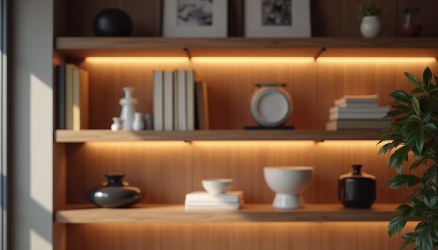 Viona Interiors Pune's custom wooden shelf design